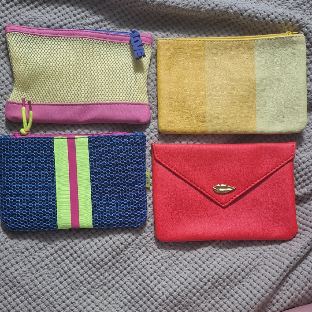 Pink and Yellow Cosmetic Bags Set with Stylish Design